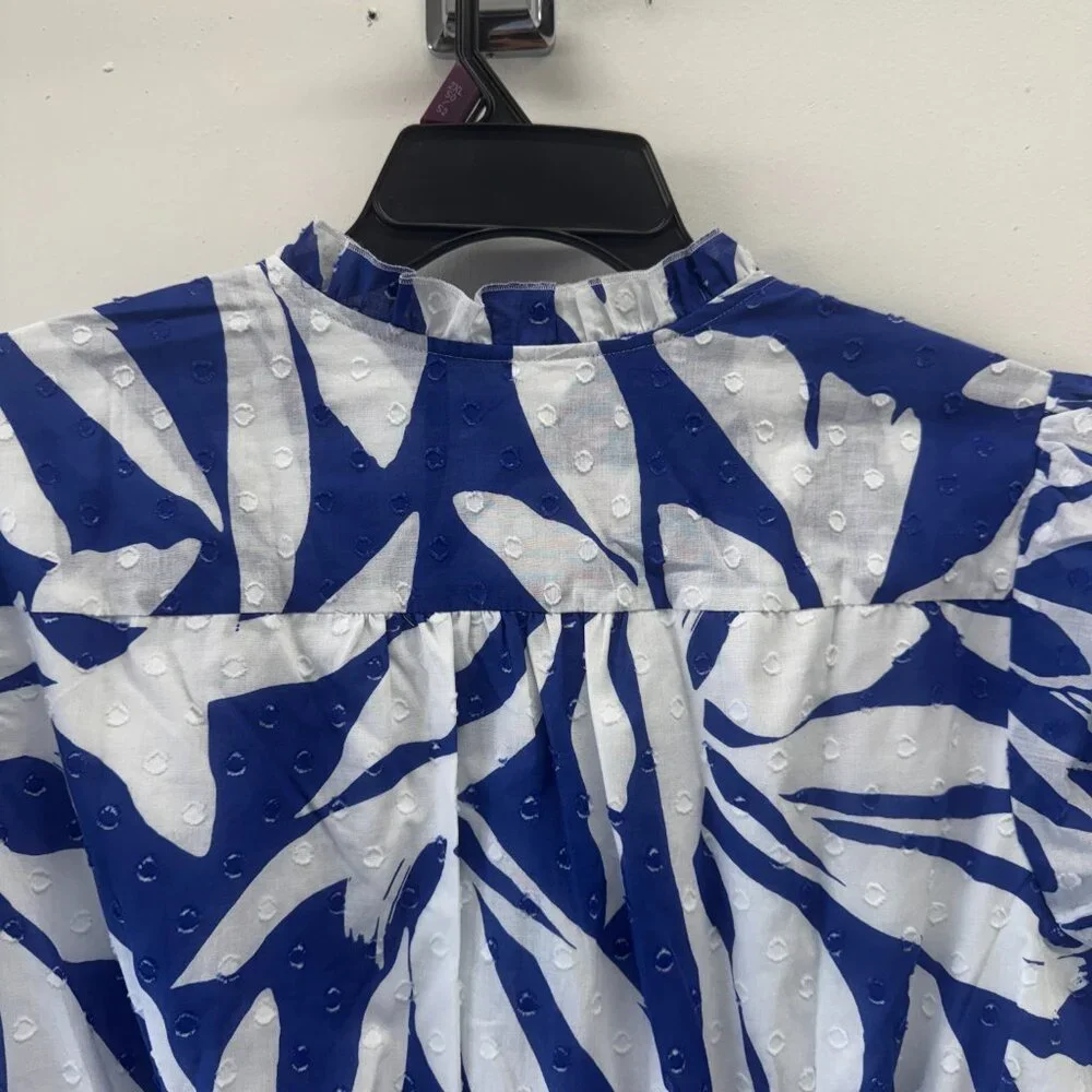 Chicos Flutter Sleeved Maxi Dress - Blue & White Vacation Dress - Chicos Size 3 - Picture 10 of 12